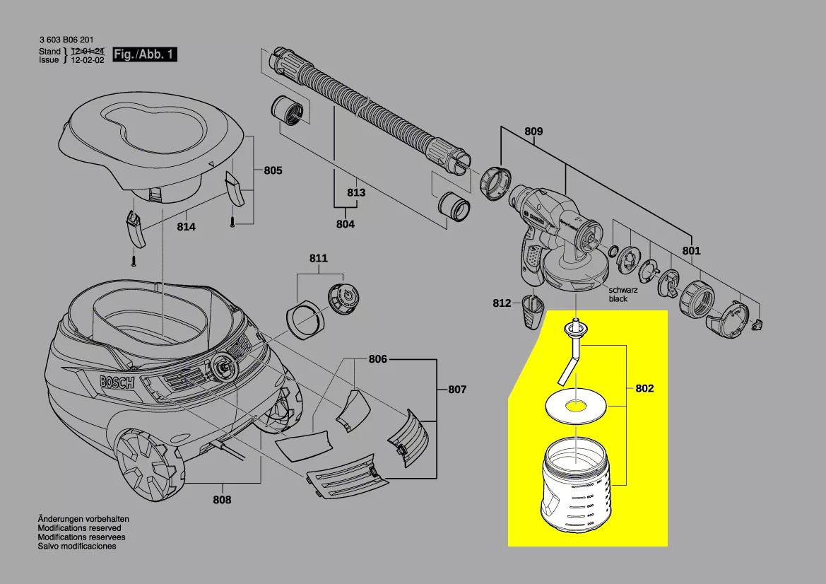 Réservoir à peinture 1000 ml réf. 1 600 A00 0Y7 Bosch